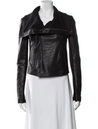 Pre-owned Veda Leather Biker Jacket In Black