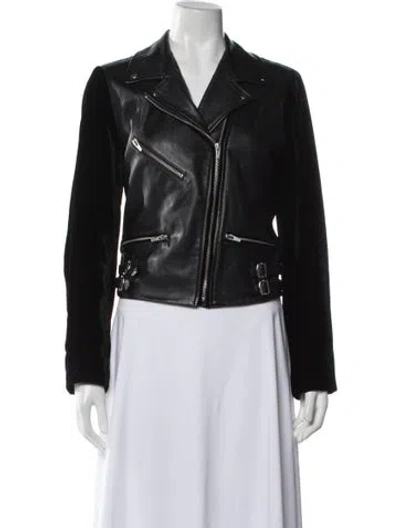 Pre-owned Veda Leather Biker Jacket In Black