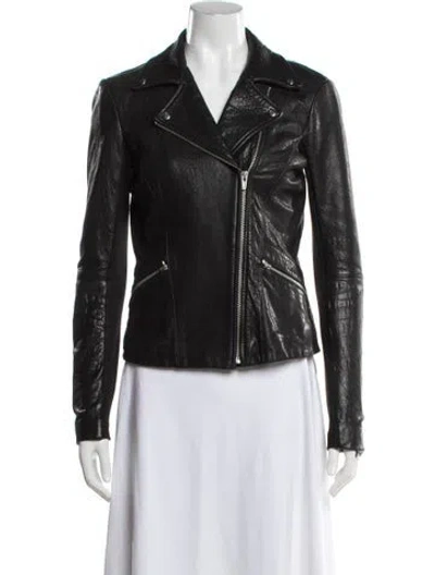 Pre-owned Veda Leather Biker Jacket In Black