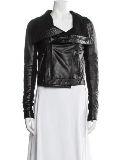 Pre-owned Veda Leather Biker Jacket In Black