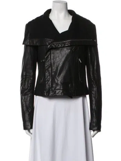 Pre-owned Veda Leather Biker Jacket In Black