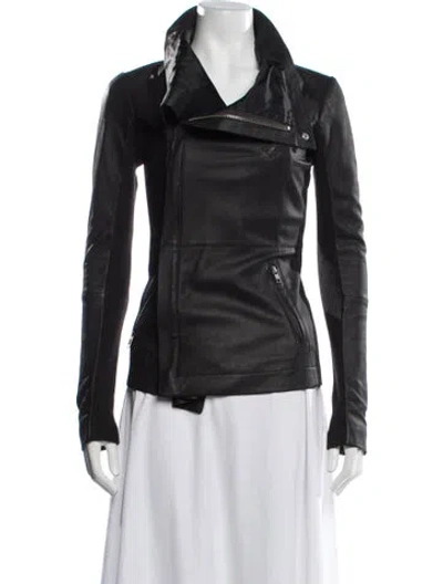 Pre-owned Veda Leather Biker Jacket In Black