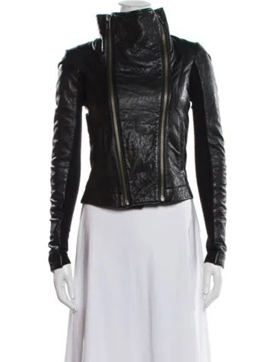 Pre-owned Veda Leather Biker Jacket In Black