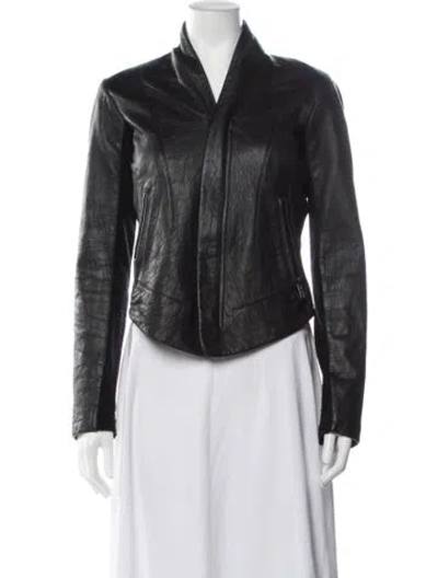 Pre-owned Veda Leather Biker Jacket In Black