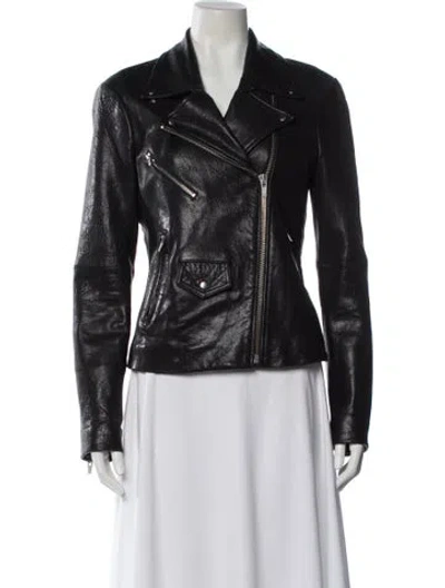 Pre-owned Veda Leather Biker Jacket In Brown