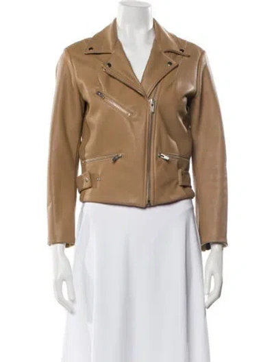 Pre-owned Veda Leather Biker Jacket In Brown