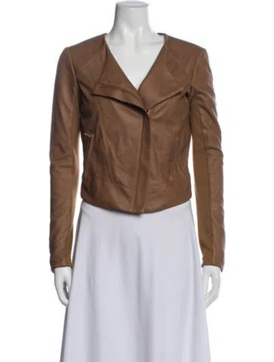 Pre-owned Veda Leather Biker Jacket In Brown