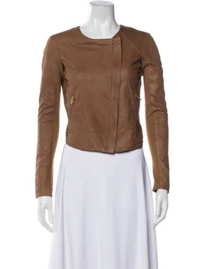 Pre-owned Veda Leather Biker Jacket In Brown