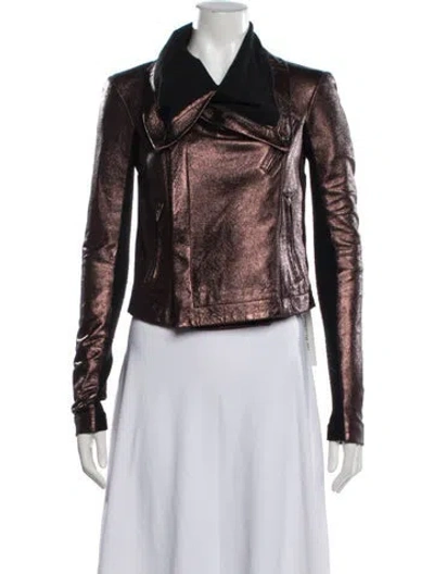 Pre-owned Veda Leather Biker Jacket In Brown