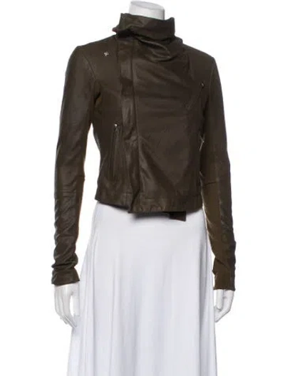 Pre-owned Veda Leather Biker Jacket In Brown