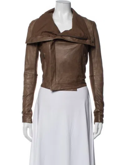 Pre-owned Veda Leather Biker Jacket In Brown