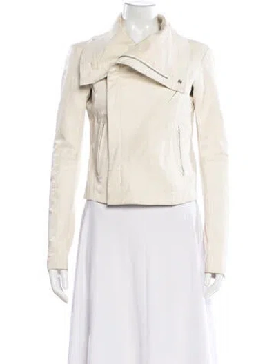 Pre-owned Veda Leather Biker Jacket In Gray