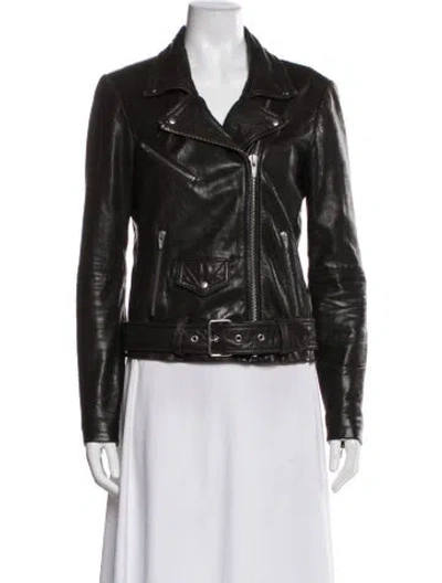 Pre-owned Veda Leather Biker Jacket In Multi