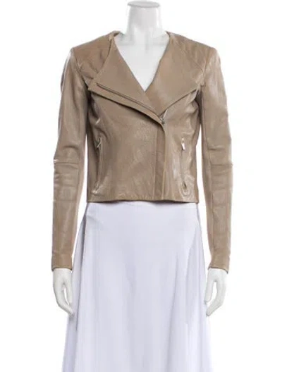 Pre-owned Veda Leather Biker Jacket In Neutral