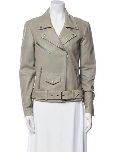 Pre-owned Veda Leather Biker Jacket In Neutral