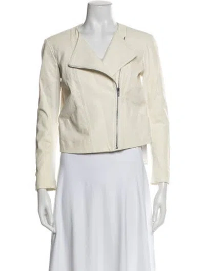 Pre-owned Veda Leather Biker Jacket In Neutral