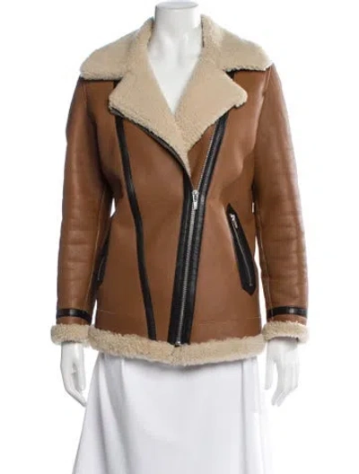 Pre-owned Veda Leather Biker Jacket In Neutral