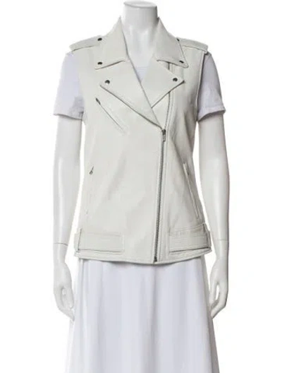 Pre-owned Veda Leather Biker Jacket In Neutral