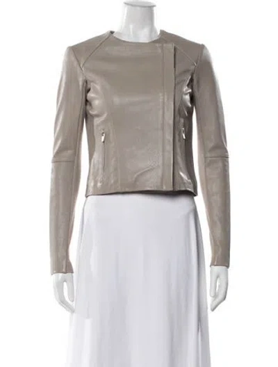 Pre-owned Veda Leather Biker Jacket In Neutral