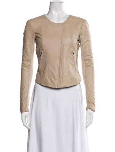 Pre-owned Veda Leather Biker Jacket In Neutrals