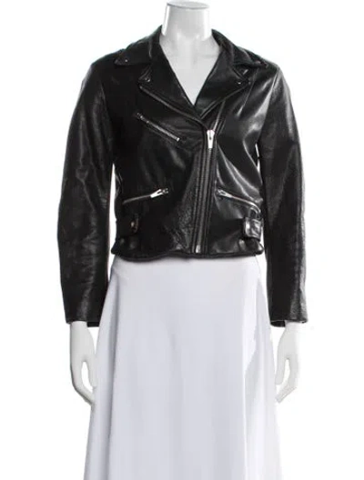 Pre-owned Veda Leather Biker Jacket In Neutrals