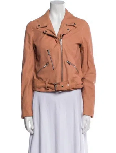 Pre-owned Veda Leather Biker Jacket In Pink