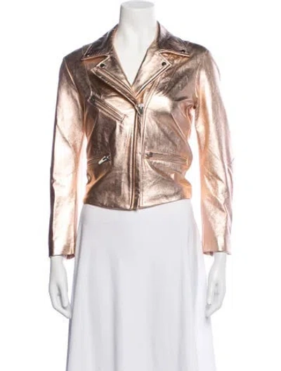 Pre-owned Veda Leather Biker Jacket In Pink