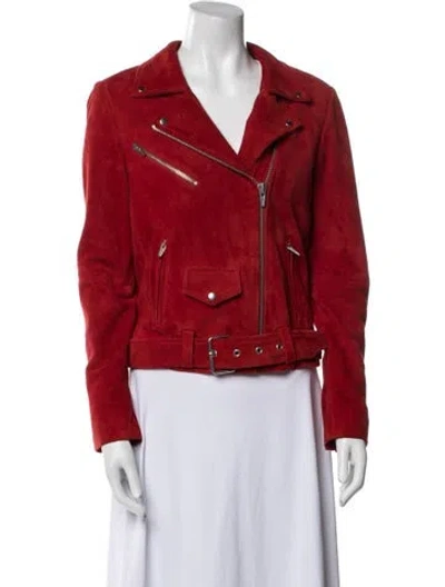 Pre-owned Veda Leather Biker Jacket In Red