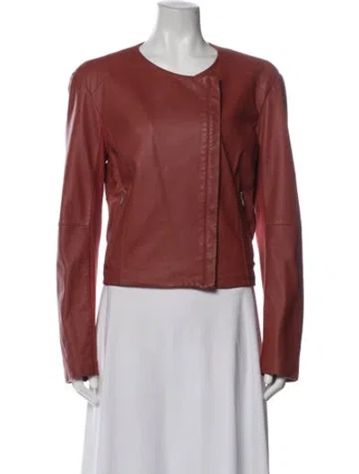 Pre-owned Veda Leather Biker Jacket In Red