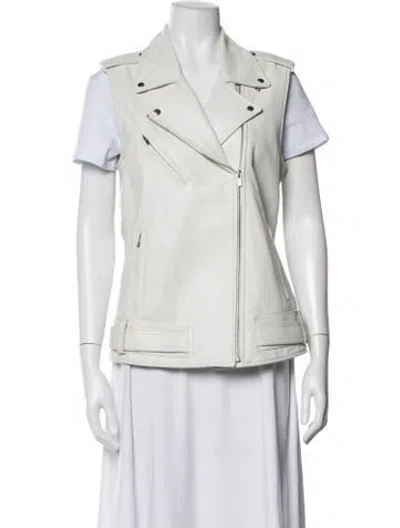 Pre-owned Veda Leather Biker Jacket In White