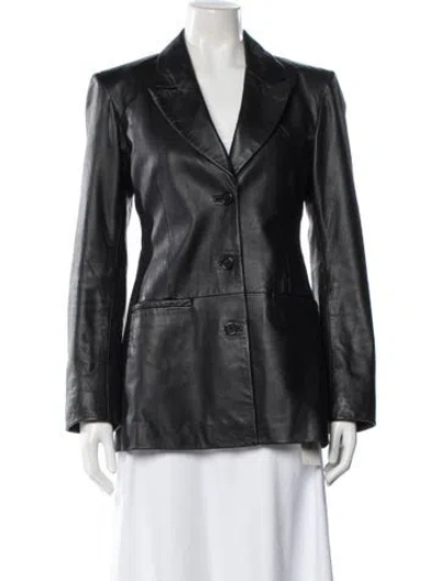 Pre-owned Veda Leather Blazer In Black