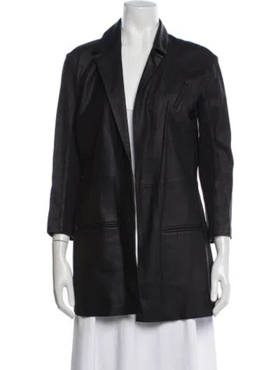 Pre-owned Veda Leather Blazer In Black