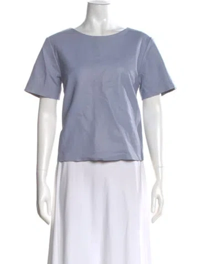 Pre-owned Veda Leather Crew Neck Top In Blue