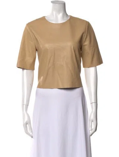 Pre-owned Veda Leather Crew Neck Top In Neutral