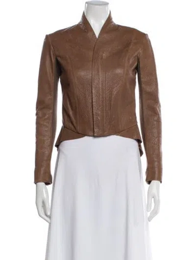 Pre-owned Veda Leather Jacket In Brown