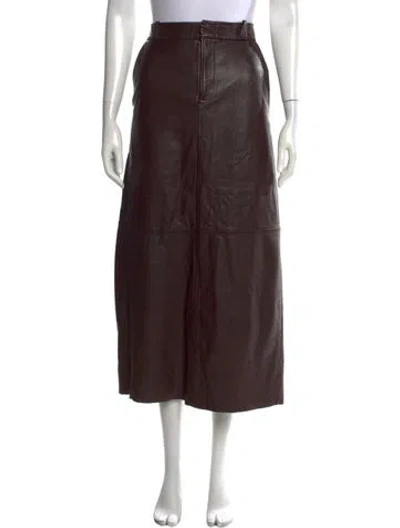 Pre-owned Veda Leather Long Skirt In Brown