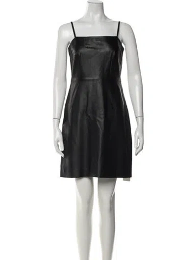 Pre-owned Veda Leather Mini Dress In Black