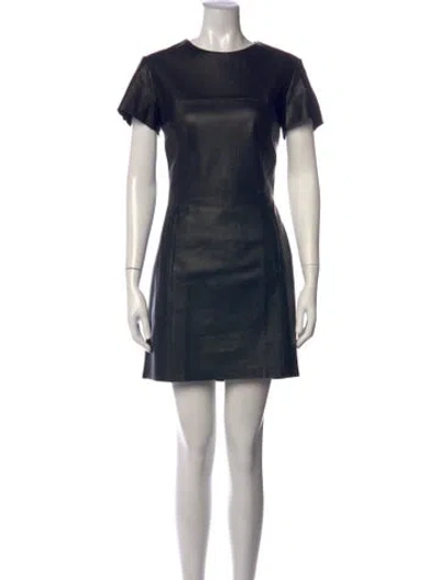 Pre-owned Veda Leather Mini Dress In Black