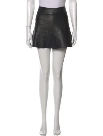 Pre-owned Veda Leather Mini Skirt In Black