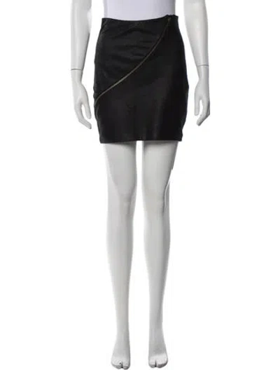 Pre-owned Veda Leather Mini Skirt In Black