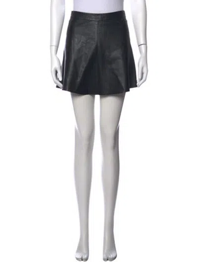 Pre-owned Veda Leather Mini Skirt In Black
