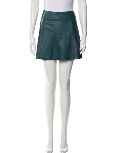 Pre-owned Veda Leather Mini Skirt In Blue