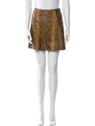 Pre-owned Veda Leather Mini Skirt In Brown