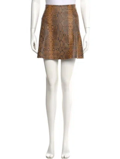 Pre-owned Veda Leather Mini Skirt In Brown