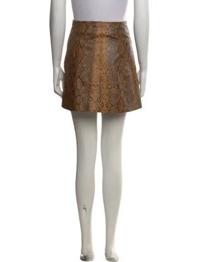 Pre-owned Veda Leather Mini Skirt In Brown