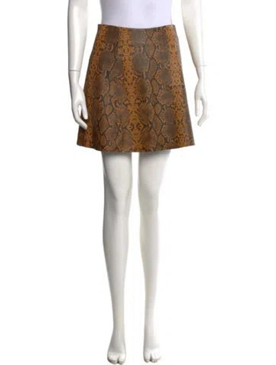 Pre-owned Veda Leather Mini Skirt In Brown