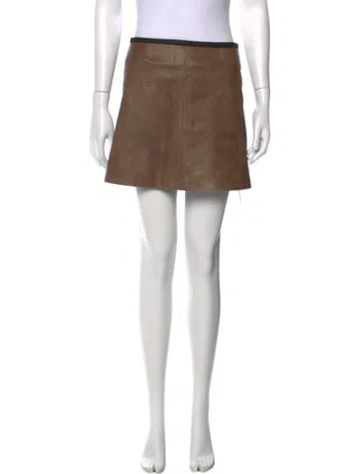 Pre-owned Veda Leather Mini Skirt In Brown