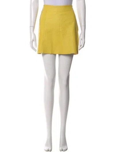 Pre-owned Veda Leather Mini Skirt In Yellow
