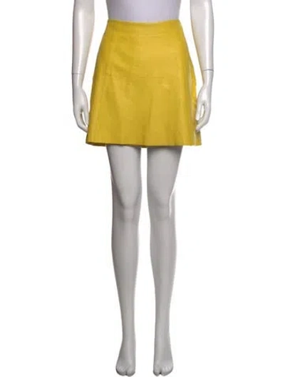 Pre-owned Veda Leather Mini Skirt In Yellow