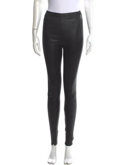 Pre-owned Veda Leather Skinny Leg Pants In Black
